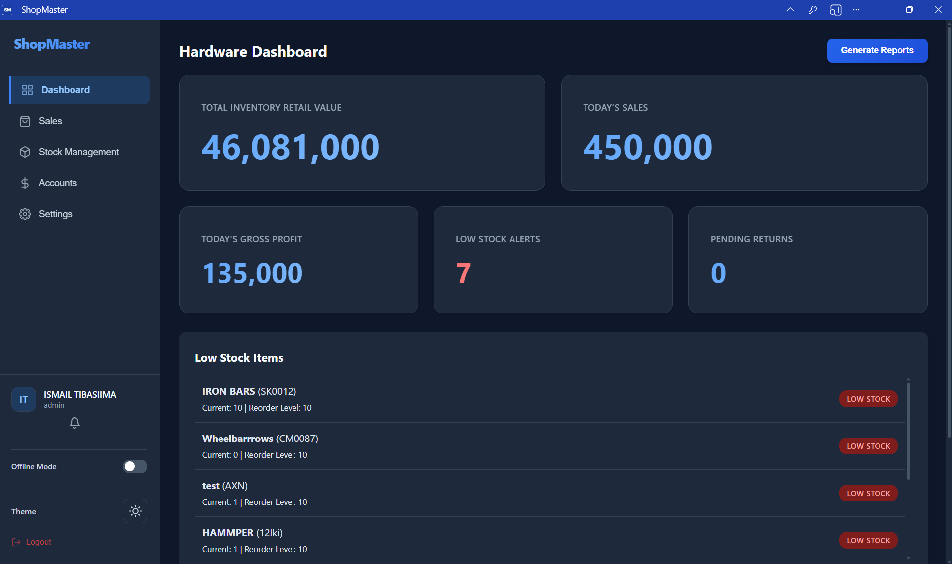 ShopMaster Dashboard
